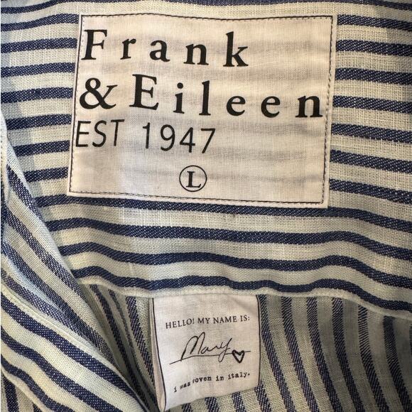 Frank & Eileen Mary Classic Linen Button Up Striped Dress Size Large - Picture 11 of 14